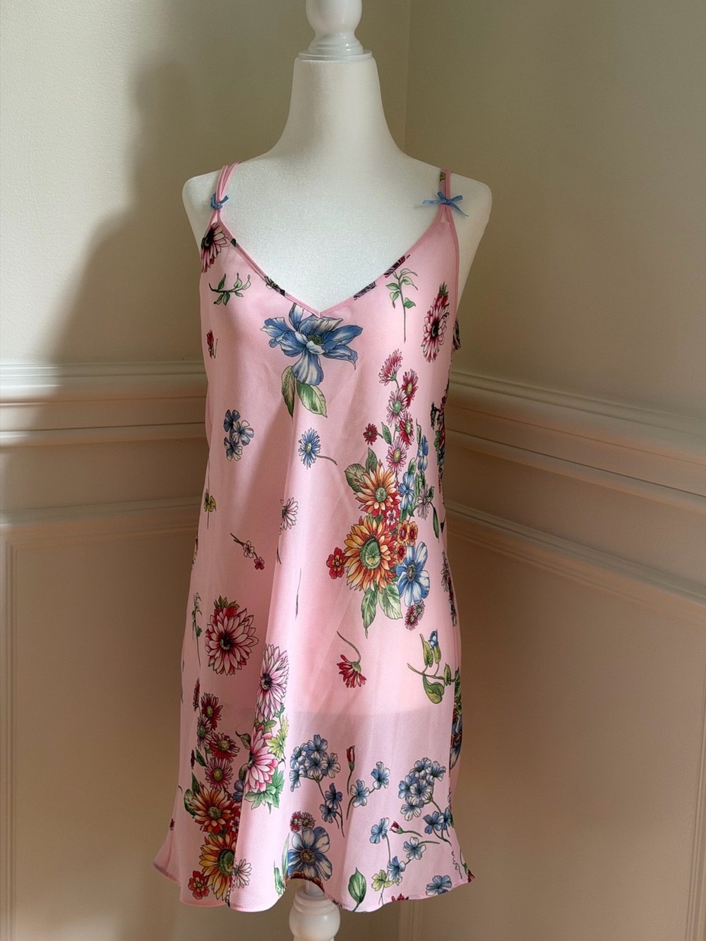 Vintage Murano Floral Pink Slip Dress